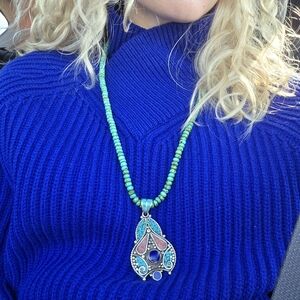 Turquoise and Blue Beaded Necklace